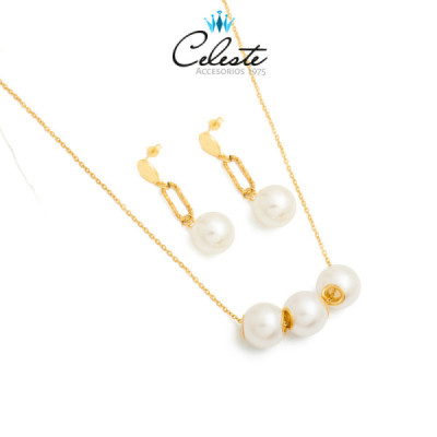 J829 -  JUEGO ACERO PERLAS...