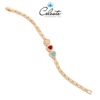 P721 - PULSERA 3 CORAZONES...