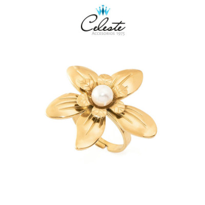 A1025 - ANILLO ACERO FLOR...