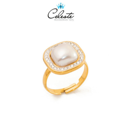 A1011 - ANILLO ACERO PERLA...