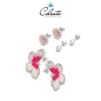 Z4172 - SET ARETES X3 FLOR...